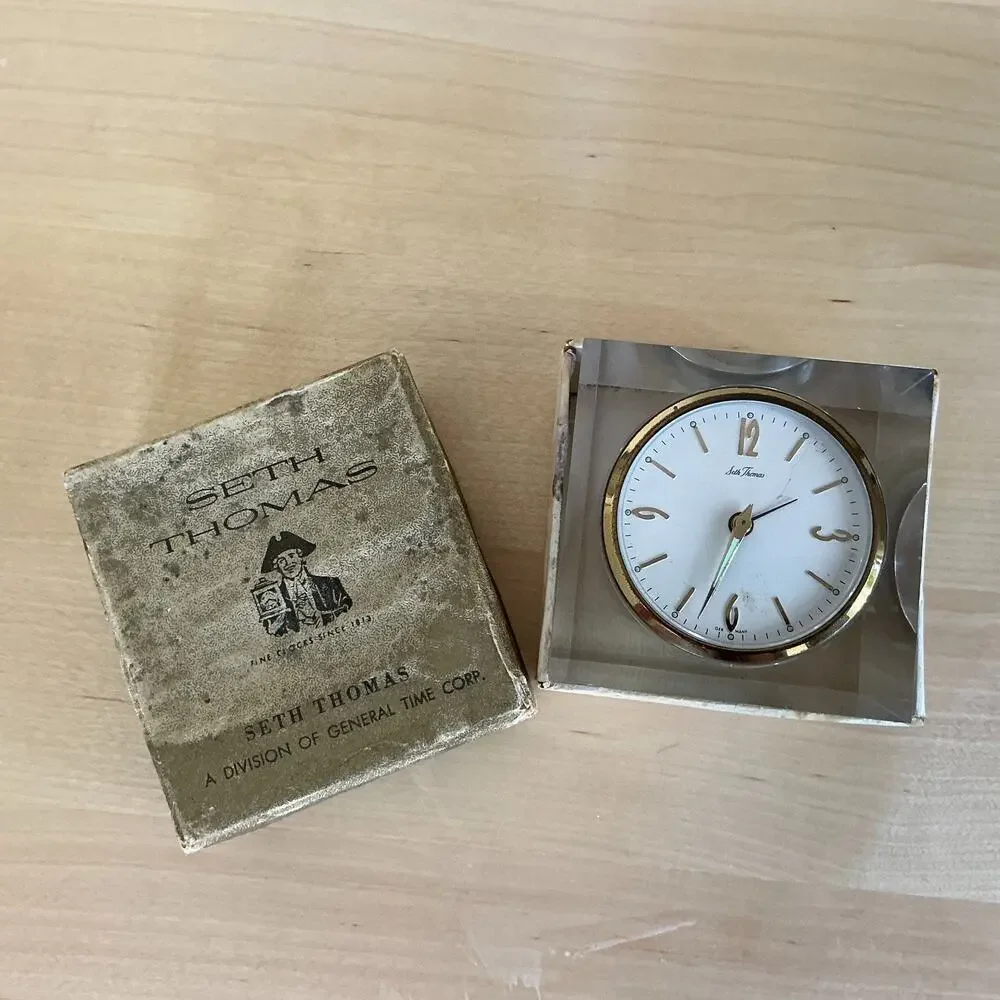 Vintage Seth Thomas Solitaire No 0787 Lucite Alarm Clock w Box As Is Not Wrkng